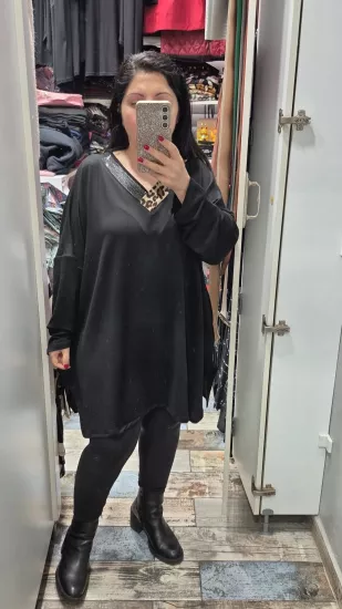 Bluz aurelia casual desen siyah renk